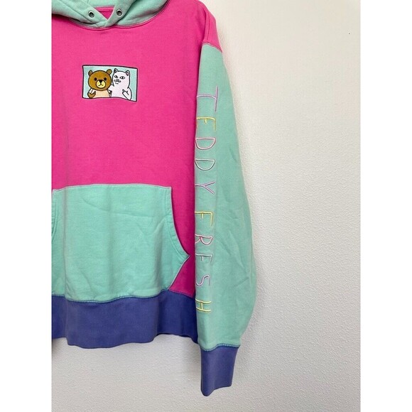 Teddy Fresh x Rip n Dip Hoodie Colorblock Pink Patch Sz Medium Cotton Pocket NEW - Picture 4 of 8